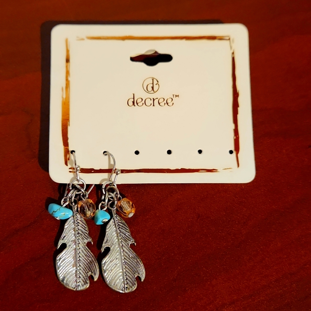 Antiqued Silver Feather Earrings